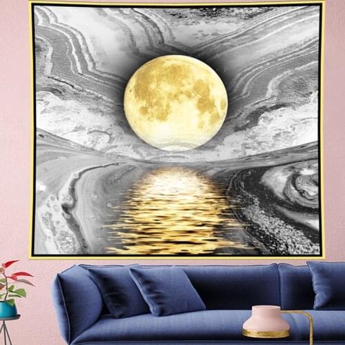Abstract moon night wall hanging Black and white painting hippies Tapestries Farmhouse Decor Tenture Yoga Mat Bohemian HomeDecor