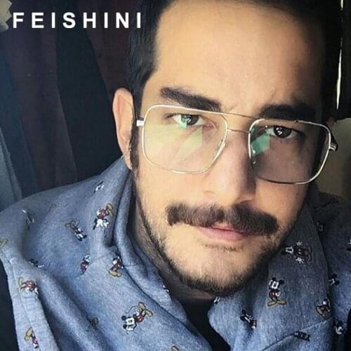 Original Fashion Oculos Metal Oversized Square Glasses Frame Women Vintage Brown Ladies Glasses for Men Transparent Eyewear