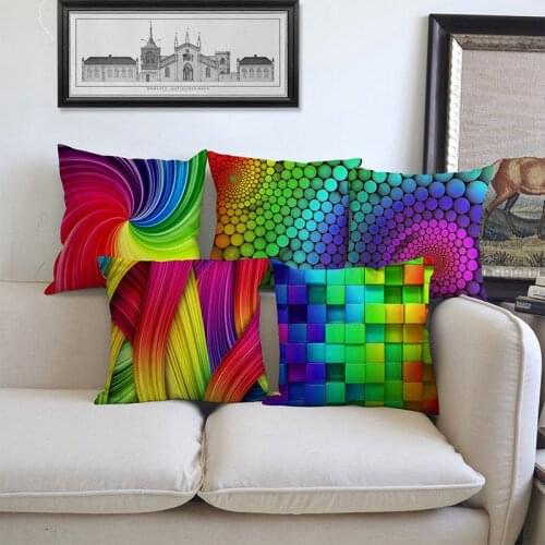 Creative Geometry Dazzle Vertigo Colour Gradation Vortex Dots Pattern Pillow Case Personality Home Sofa Decorative Cushion Cover