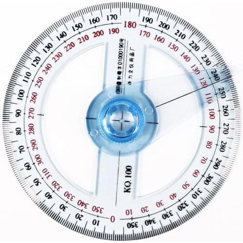 Hot Sale Circular 10cm Plastic 360 Degree Pointer Protractor Rulers Angle Finder for Student Stationery Gift Protractor