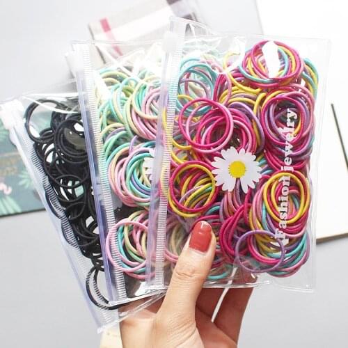 100pcs/Bag Colorful Basic Elastic Hair Bands For Girls Ponytail Holder Scrunchie Children Rubber Band Kids Hair Accessories