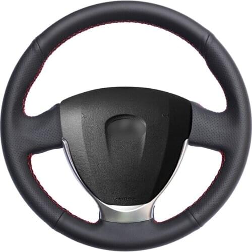 Hand-stitched Black PU Faux Leather Car Steering Wheel Cover for Lada Granta 2018-2019 Priora 2 2013-2018 Kalina 2 2013-2018