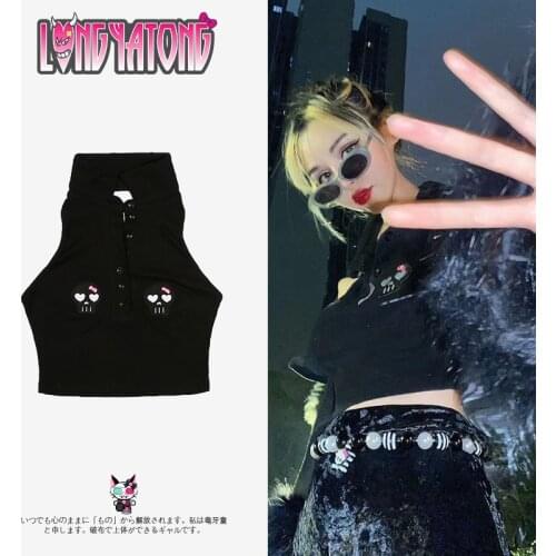 Y2K Sexy Sleeveless Tank Top Skull Punk Rock Punk Rebellious Girl Crop Top