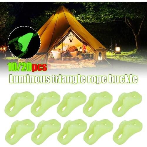 10/20pcs Luminous Rope Buckle Fluorescence Tent Triangle Buckle Alert Outdoor Camping Mountain Tent Anti-slip Wind Rope Stopper