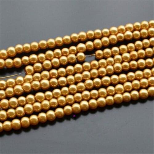 Loose 3mm-10mm Gold Color Fake Pearl DIY Hand Craft Round Glass Imitation Pearl Beads Clothing&Garment Nail Art Decoration