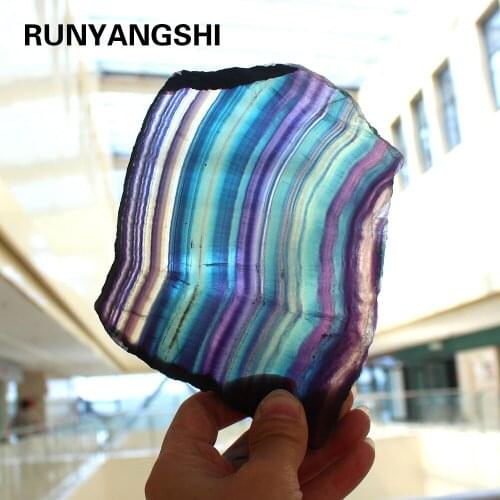 1PC natural fluorite tablets Quartz crystal Colorful stripes fluorite Rainbow stone can be used for home decoration ornaments