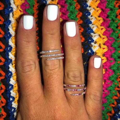 US # 6 7 8 Multi Wrap Snake Shape Cz Ring Rose Gold Color Pave Pink White Cz Colourful Jewelry For Women Ladies Trendy Gift 2021