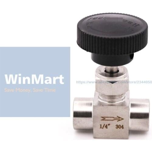 1PC 1/4" 304 Stainless Steel Female Needle Valve Water Gas Oil Flow Control