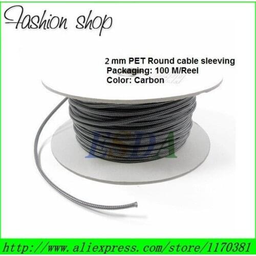 100M / Reel Flexible 2mm Round PET braided cable sleeve wire sleeving