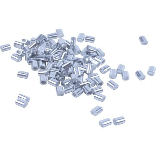 100 Pcs 1mm Steel Wire Rope Aluminum Ferrules Sleeves Silver Tone