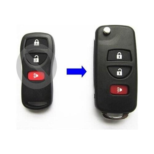 2+1 Buttons Modified Flip Folding Remote Key Shell Fits For Nissan Tiida FOB Case 3 Buttons