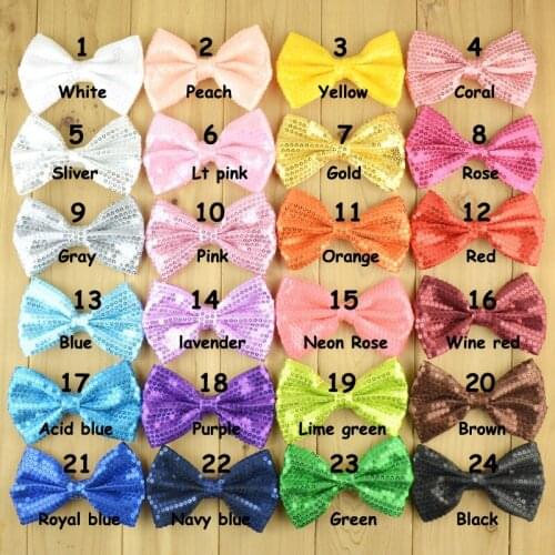 24pcs/lot 24 Color U Pick 4.3 Inch Large Luxurious Glitter Sequin Basic Bows girls Hair Accessories Hairbow Supplies HDJ24
