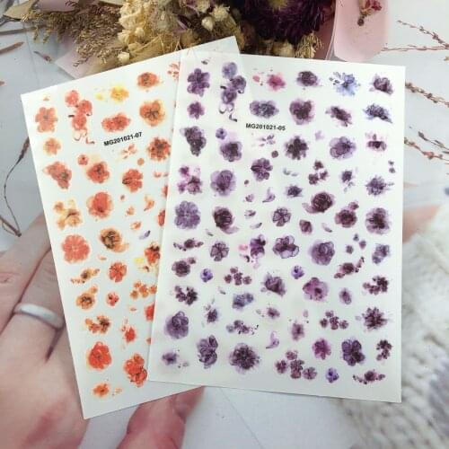3D Nail Stickers Smudge Flower Design DIY Tips Nail Art Decoration Packaging Self-adhesive Transfer Decal Slider