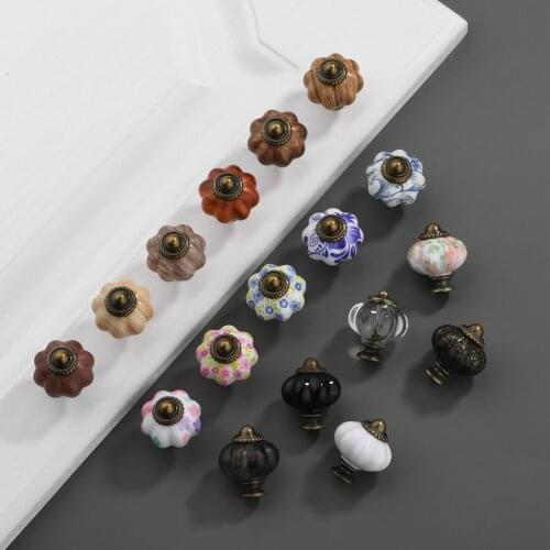 Acrylic Vintage Furniture Handle Pumpkin Design Drawer Knobs Cupboard Door Dresser Wardrobe Knobs Furniture Retro Hardware