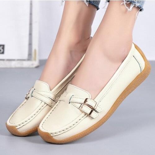 2021 Women Flats Shoes Comfortable Genuine Soft Leather Slip On Ballet New Cut-Outs Hollow Womens Loafers Female Casual Shoes