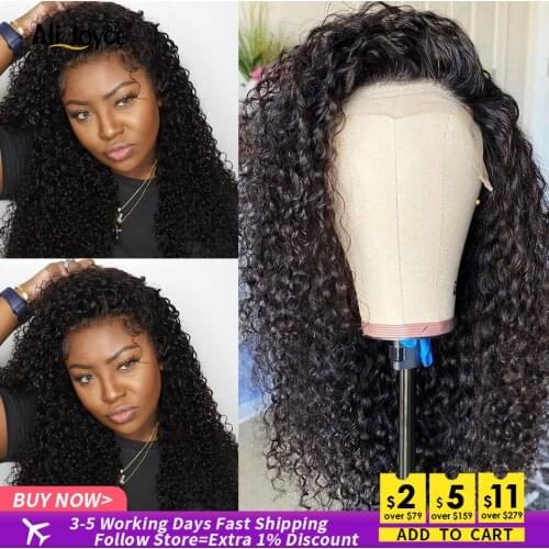 Brazilian Curl Wig 13X4 Lace Front Wig Human Hair Wigs Pre Plucked For Black Women Remy Hair Wigs Natural Black Color Baby Hair