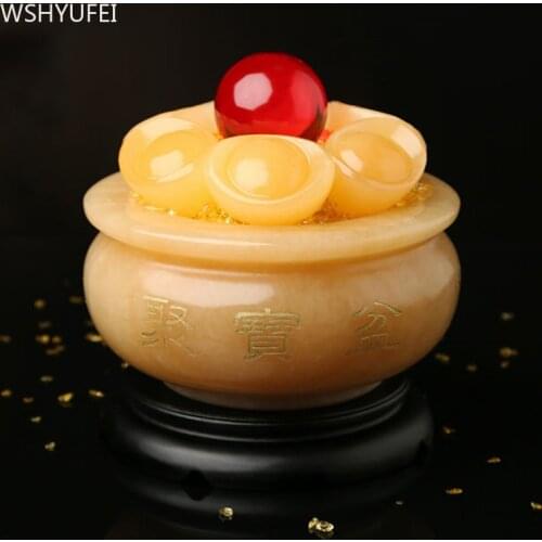 Antique Stone Treasure Bowl Home Ornaments Office Desktop Decoration Accessories Opening Housewarming Lucky Money Gift Crafts