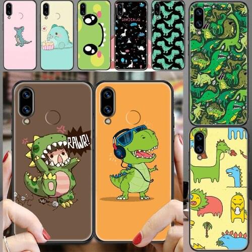 Dinosaur Lovely Cartoon Cute Phone case For Huawei Honor 6 7 8 9 10 10i 20 A C X Lite Pro Play black painting cell cover luxury
