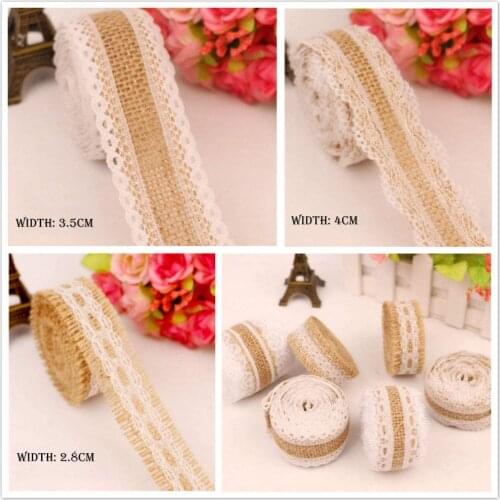 Cinta De Encaje De Arpillera Blanca 6x2m, Rollo De Cinta De Arpillera Natural Con Encaje Para Bodas Navidad Manualidades Regalos