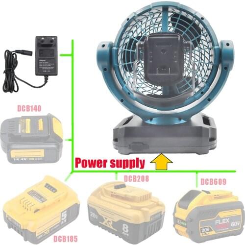 DCF102 Portable Cordless Fan For DeWalt XR 14.4V 18V 20V Flex Volt 20V 60V Lithium Battery dcb140 dcb183 dcb203 dcb606 dcb609