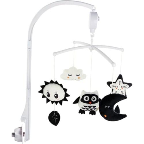 Baby Crib Rattles Baby Toys 0-12 Months Infant Clockwork Toy Black and White animal Music Box Bed Bell Toy Mobile Newborn Toys