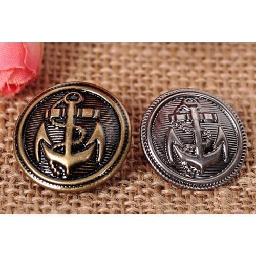 DIY Fashion 10pcs/lot brass anchor coat sweater buttons high quality buttons for overcoat Windbreaker sew accessories