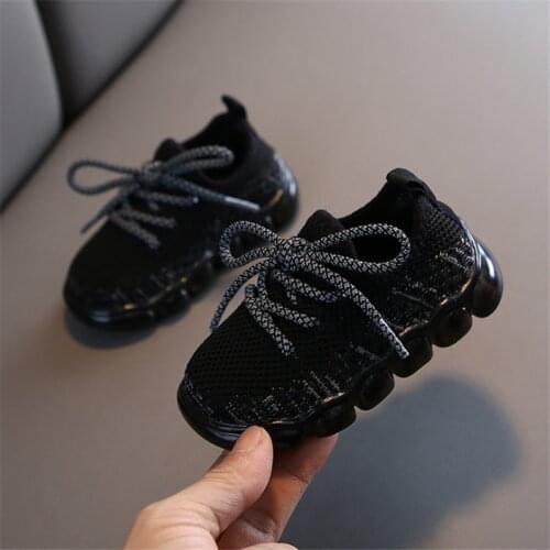 Black Spring/Autumn Breathable Knitting Boy Girl Toddler Shoes Infant Sneakers Fashion Soft Comfortable Baby Shoes First Walkers
