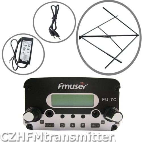 FMUSER 7W FU-7C FM stereo PLL broadcast transmitter Circularly polarized FM antenna power KIT fmuser