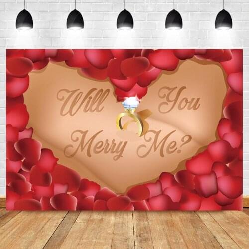 Red Petals Wall Love Ring Wedding Birthday Photo Backdrop Happy Valentines Day Party Baby Photographic Backgrounds Photo Studio