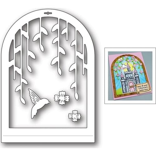 Willow Leaves Bird Window Background Frame 2021 New Cutting Dies for DIY Stamps Scrapbooking Stencils Paper Album Cards