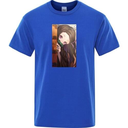 Demon Slayer Tshirts Men Funny Short Sleeve Mens Kamado Nezuko Tops Korean Summer T-Shirts Fashion Lovely T Shirt Streetwear