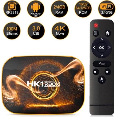 Hk1 rbox r1 caixa de tv android 10 conjunto caixa superior 4gb 64gb rk3318 android tv 4k Dual Wifi media player smart tv caixa