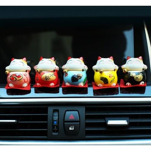 JOORMOM 5pcs/set Lucky Cat Car Decorations Ceramic Decoration car accessories for women auto interior