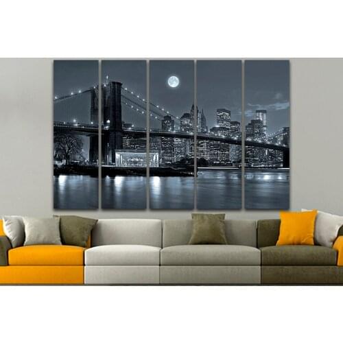 HD Prints Moon Building Canvas Painting Home Decor Wall Art 5 Set Modern Modular Landscape Pictures For Living Room Poster Frame