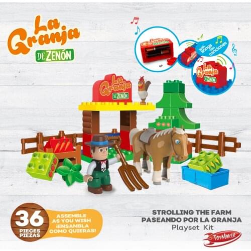 La Granja De Zenon Farm Animals Building Blocks Compatible Block Construction Toys Garden House Plants Bricks Playset for Kids