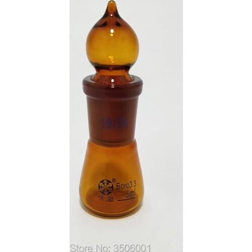 Brown conical flask with standard ground-in glass stopper,Capacity 5ml,joint 19/26,Erlenmeyer flask with standard ground mouth