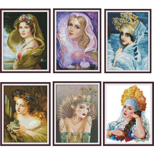 Beautiful princess oil painting portrait with pattern cross stitch kit 14CT11CT precision printing DIY needlework embroidery kit