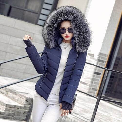 Fashion European black Womens Winter Jacket Big Fur Hooded Thick Down Parkas Female Jacket Warm Winter Coat for Women 2021 New