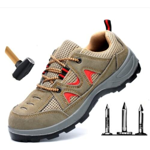 New Mens Work Shoes Boots Steel Toe Mesh Breathable Safety Shoes Outdoor Construction Protective Shoes Men Sneakers Women