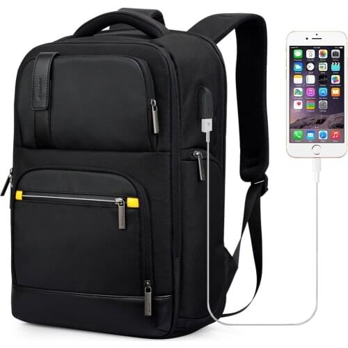 Hanke Men Business Backpack Laptop Back Bag Travel RFID Black Waterproof 17 19 Inch Multifunction H6770