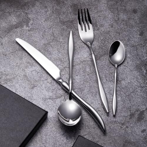 24Pcs/set Silver Steel Cutlery Set Dinnerware Flatware Set Tableware Silverware Dinner Fork Knife Spoon Drop Shipping