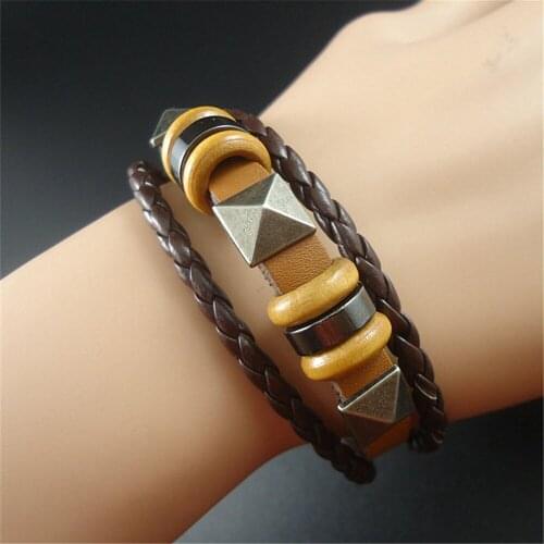 New Arrival Punk Vintage Alloy Rivet Charm Men Women Genunie Leather Bracelets & Bangles For Women Male Wholesale Jewelry