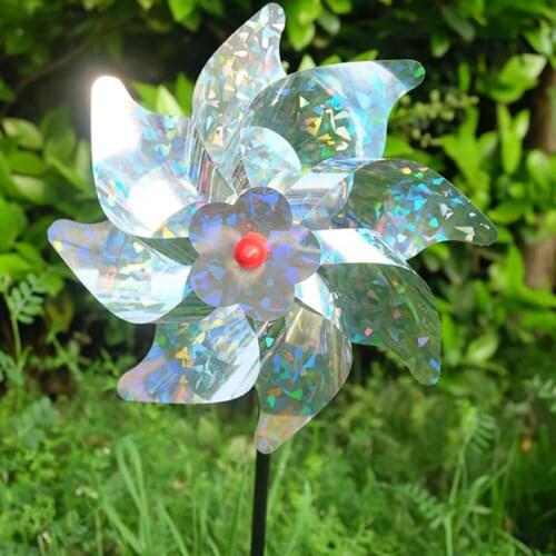 Bird Repeller Windmill Outdoor Bird Repellent Silver Pinwheel Reflective Bird Deterrant Bird Repeller For Garden Lawn Decoration