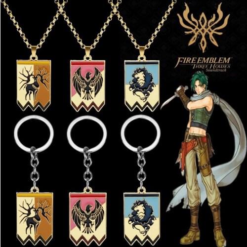 Cosplay Necklace Game Fire Emblem Three Houses Badge Pendant Necklace Lion Deer Hawk Shape On Tag Jewelry Cute Gifts for Friends