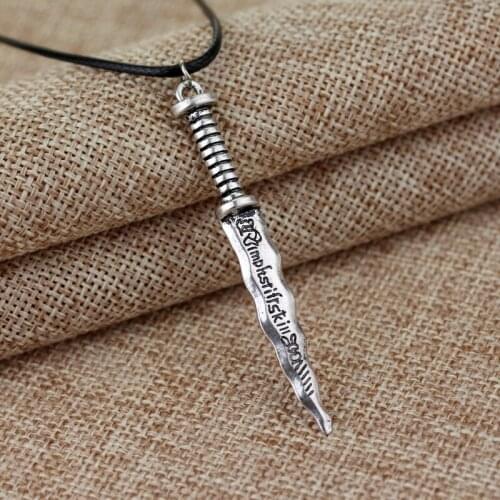 Emma Swan Once Upon a Time Dark Swan Dagger Necklace The Antique Dagger Pendant Necklace with Leather Rope