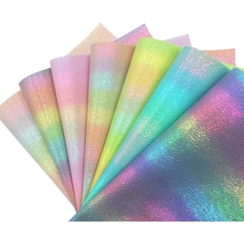 135x30cm Rainbow Colorful Stripe Printed Metallic Vinyl PU Faux Leather Fabric for Shoe/Bag/DIY Accessories/Hair Bow/Clothing