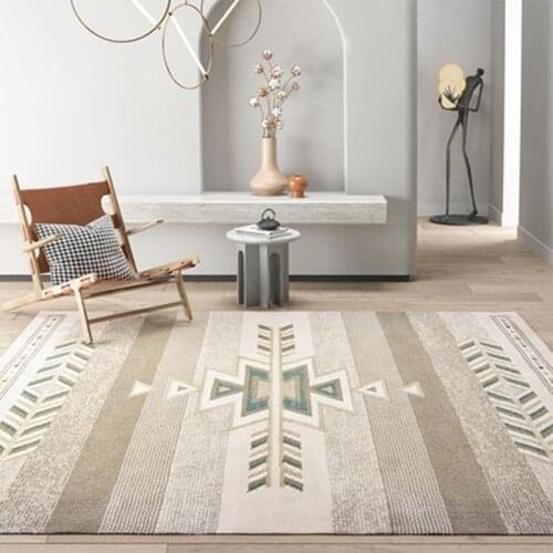 Retro Ethnic Carpet Living Room Bedroom Nordic Geometric Pattern Carpet Household Chenille Woven Rug Morocco Non-Slip Chair Mat