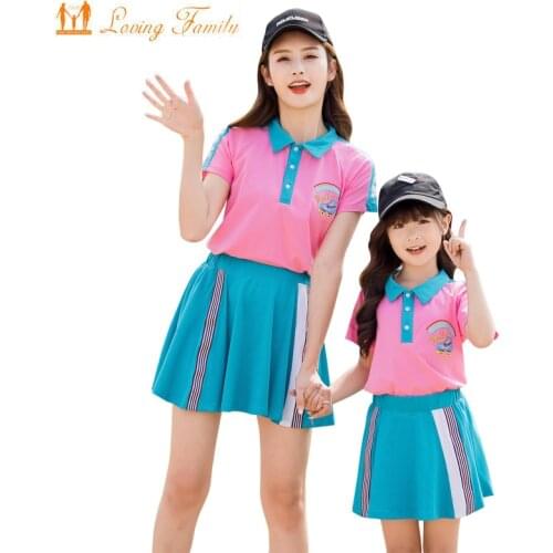 Family Mother Daughter Dresses Family Look Clothing 2021 Summer Family Matching Outfits Women Girl T Shirt Skirt Clothes Set