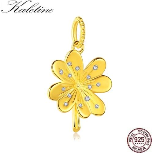 KALETINE 925 Sterling Silver Flower&Wing Charms& Pendant Fit Bracelet Zircon Best Friend Beads DIY Jewelry Making