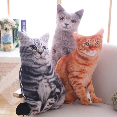 50cm Cute Lifelike 3D Cat Plush Toys Stuffed Soft Animal Doll Simulation Sleep Pillow Sofa Cushion Cartoon Doll Home Decor Gift